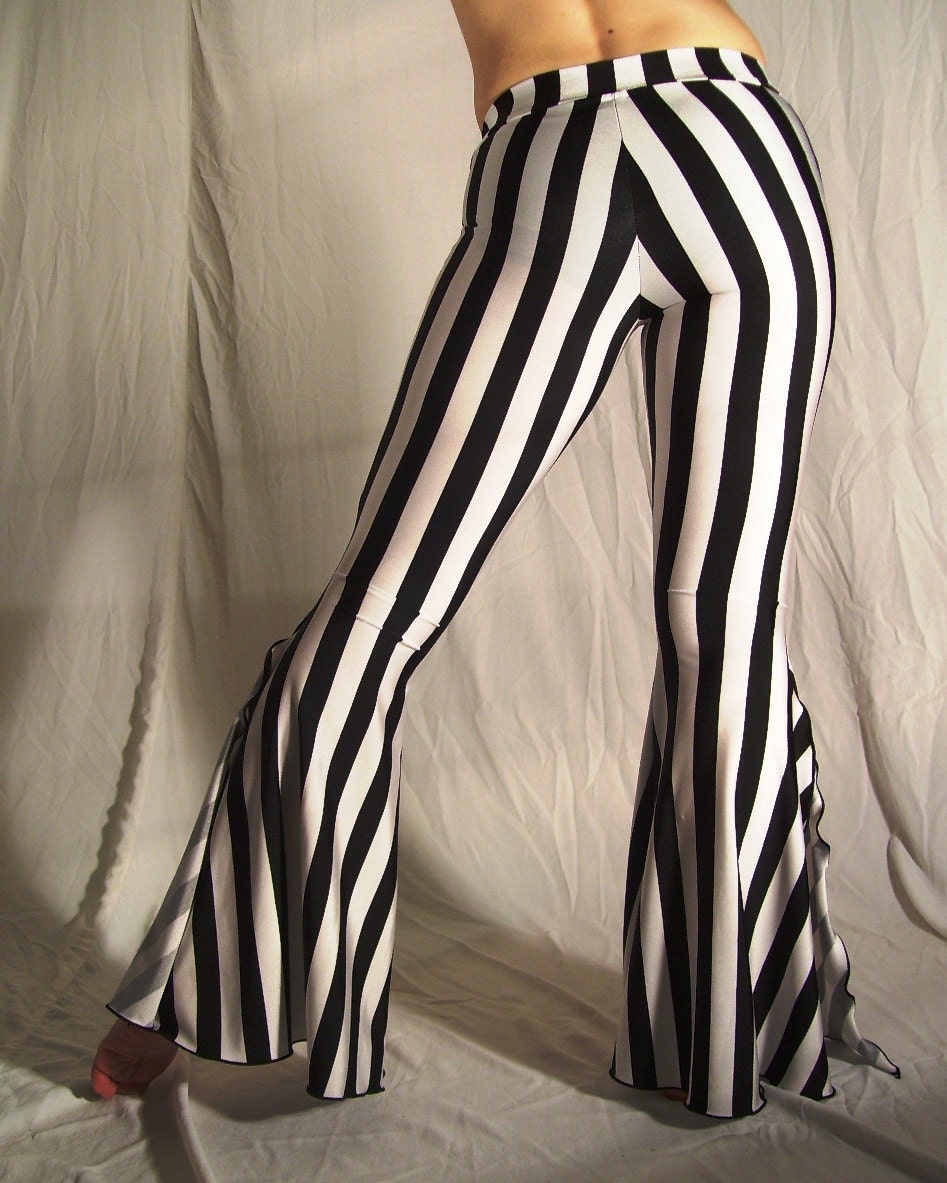 black and white striped flare pants