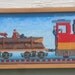 Train Wall Art - Framed textured Print - Log Train with Hobo and Dog - narrow gauge O scale