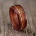 Size 10 - Kingwood With Offset Hickory Inlay Bentwood Ring - Handcrafted Wooden Ring