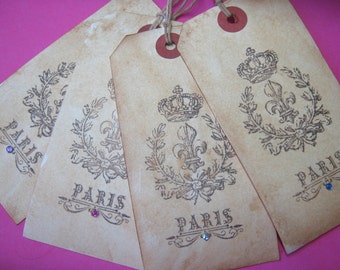 Gift Tags, Shabby Paris French Market Fleur De Lis Tags