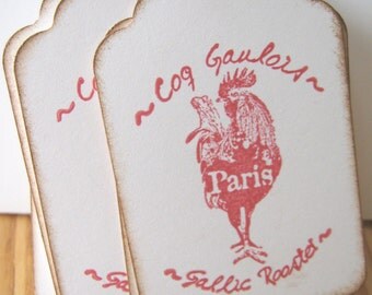 Red Rooster Gift Tags, French Gift Tags, Paris Gift Tags