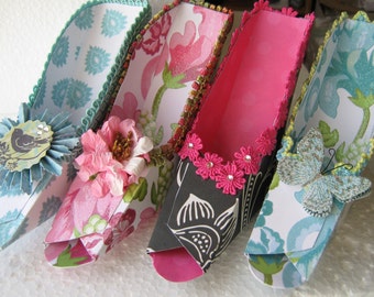Marie Antionette inspired fancy paper shoe favor boxes, set of 10
