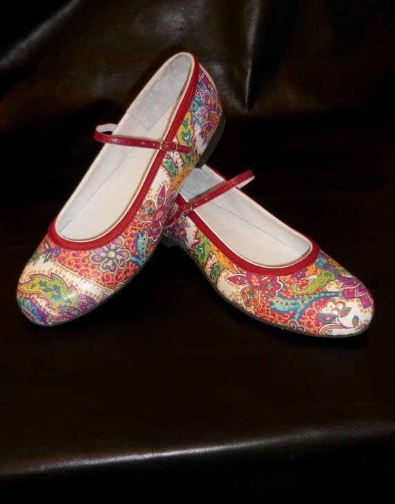 Bright Paisley Ballet Flats made to order in your size