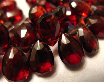 Sale.. GARNET Pear Briolettes, Mozambique Garnet, Luxe AAA, 10-12 mm, HUGE Pear, Burgundy Red, Faceted, January birthstone 1012