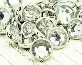 48 RHINESTONE Cowgirl Snaps Pearl Prong Western Snaps