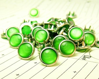 24 Cowgirl Snaps Pearl Prong Western Snaps - Kelly Green