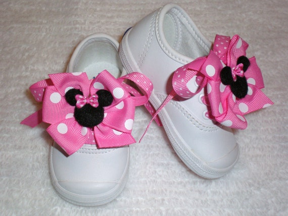 Minnie Mouse Bow Shoes White Leather Keds Size 3 by kdstomny6