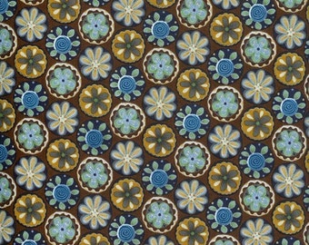 Acorn Small Flowers in Circles in Brown by Alice Kennedy for Timeless Treasures - 1 Yard