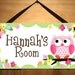 DOOR SIGN Owls Love Flowers Girls Bedroom and Baby Nursery Kids Bedroom Wall Art DS0019