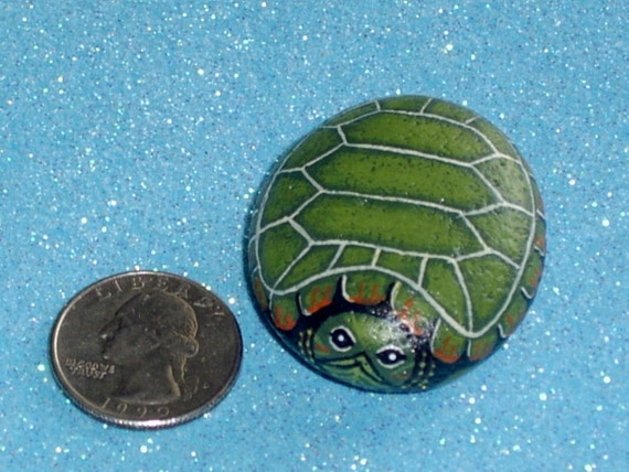 SNAPPING TURTLE pet rock rock art miniature garden accesory