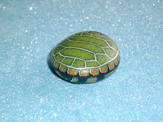 SNAPPING TURTLE pet rock rock art miniature garden accesory