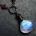 Rainbow Moonstone Necklace, Garnet Necklace on Oxidized Sterling Silver - Scarlet Moon by CircesHouse on Etsy