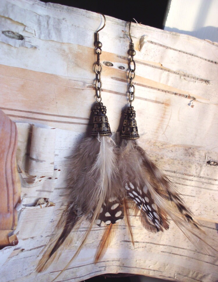 Bohemian Boho Styled Bronze Feather Hippie by PurpleFinchStore