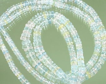AA Multi Aquamarine Faceted Rondelle Beads 4mm - 8mm