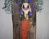 Primitive Grungy Spring Garden Bunny & Easter Egg Carrot Sock Door Greeter ofg ab4b hafair faap