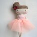 Ballerina rag doll - plush toy cloth art doll ballerina in pink tutu dancer ballet made to order