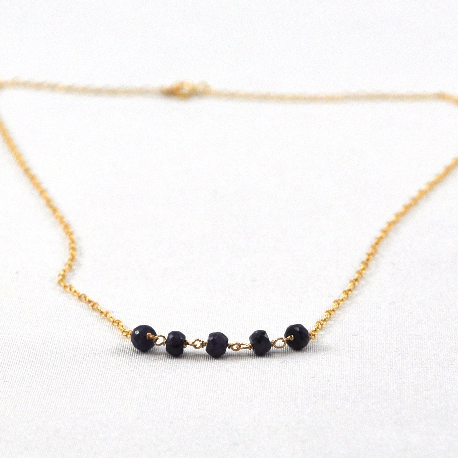 Gold Sapphire Necklace Sapphire Stone Necklace Thin Gold