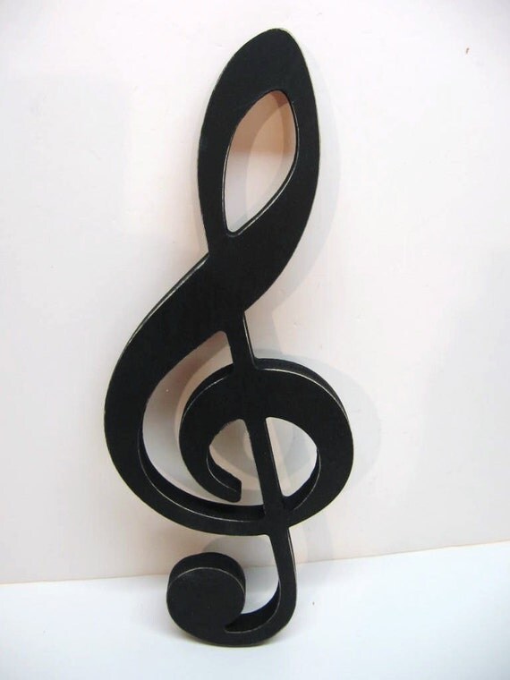 Black Wood Musical Note TREBLE CLEF Wall Decor 15 inches