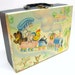 Adorable Vintage Child Suitcase - Baby Animals & Toy Train Motif - Pastel - Cottage Sweet