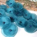 Organza fabric handmade flower appliques (15pcs)- METALLIC GREEN TEAL