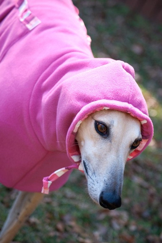 Dog Winter Coat with Drawstring Snood Pink