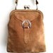 Vintage light brown suede leather handbag
