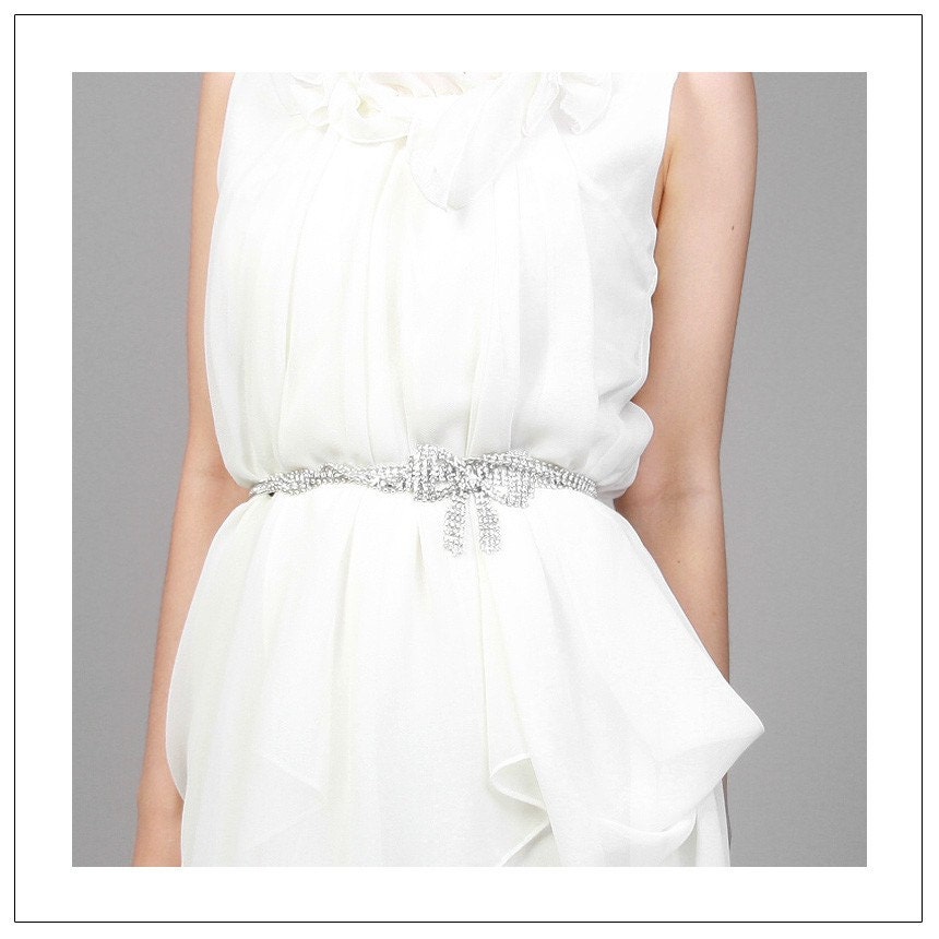 Bow belt silver plated chain dress belt
