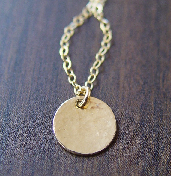 Hammered Round Disc Necklace 14k Gold Filled by friedasophie