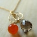 Topaz Carnelian Gold Necklace - interlocking circle chain