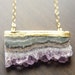 Purple Green Amethyst stalactite 14k gold necklace