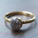 Silver gray druzy Ring in 14k Gold