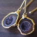 Black Burgundy Agate Druzy Earrings in 14k gold