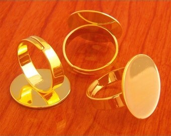 Big size 20pcs 20mm Pad brass base free nickel Adjustable Golden RING Base Blank widen Findings