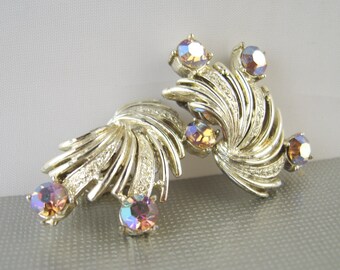 Vintage Coro Earrings Aurora Borealis Rhinestones
