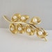 Vintage Pearl Brooch Gold Branch Leaves