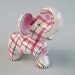 Vintage Elephant Planter Pink Plaid Ceramic