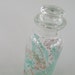 Vintage Glass Cannister Mid Century Aqua Gold Apothecary Jar