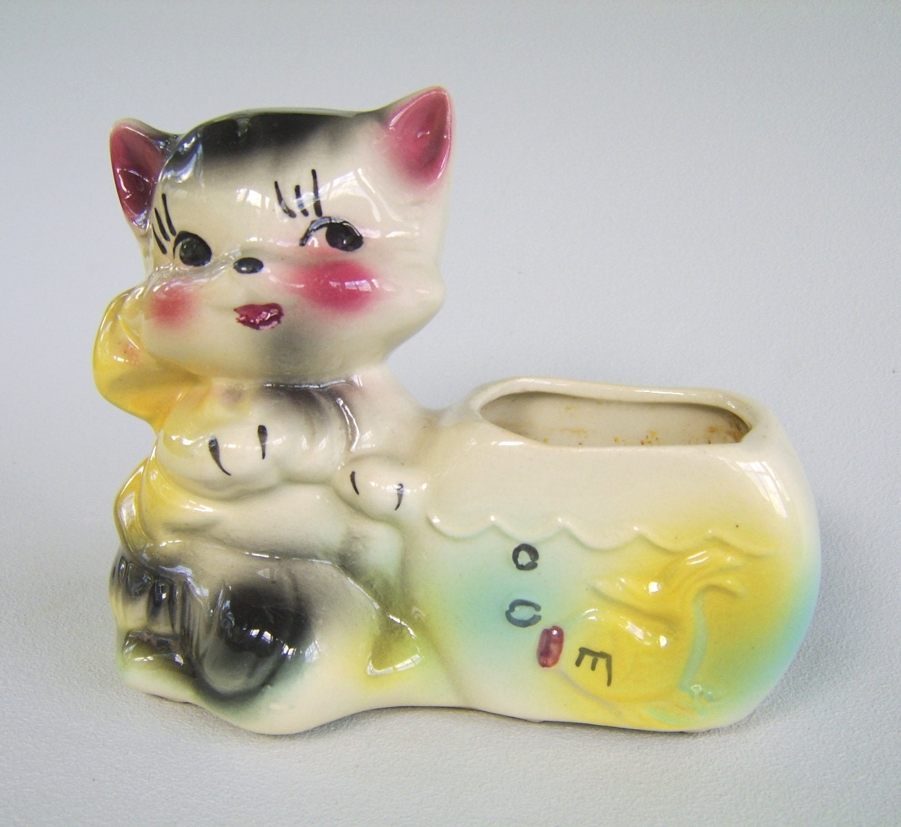 Vintage Shawnee Cat Fishbowl Planter Ceramic Forties