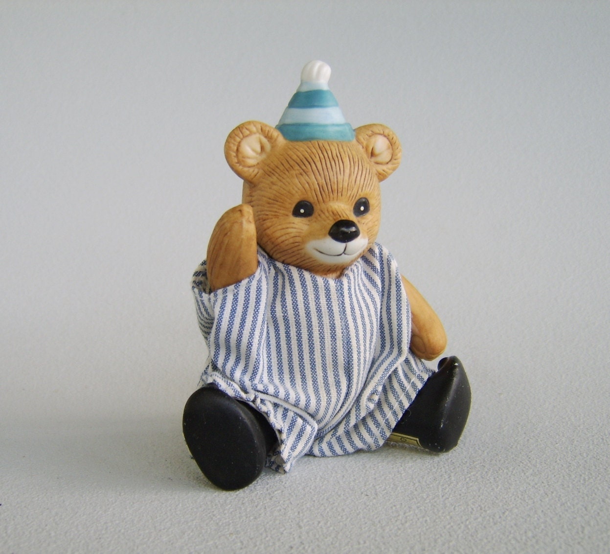 Vintage Homco Ceramic Teddy Bear Boy Figurine Poseable Party