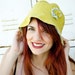 Linen Sun Hat Chartreuse and Gingham, reversible