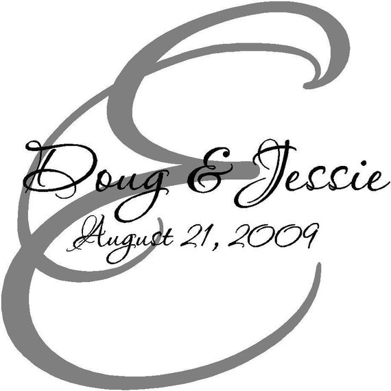 Last name monogram with year married and names...wedding