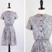r e s e r v e d - vintage 1950s 50s dress // Blue and Brown Toile Day Dress with Matching Belt