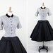 vintage 1940s 40s dress // Betty Barclay Black and Grey Pinstripe Taffeta Dress with Velvet Collar