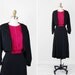 vintage 1930s dress / 30s plus size dress / Black and Pink Raspberry Art Deco Dress