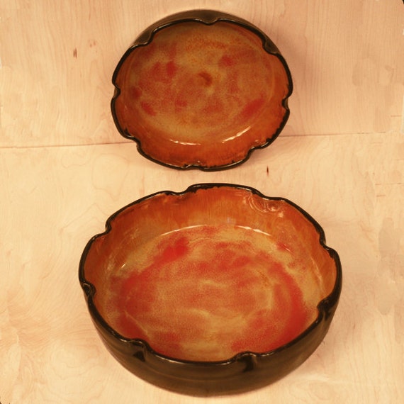Ceramic Pie Plates Set of Two Handmade Baking Dishes Ceramic