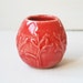 Little Red Vase Handmade Pottery Vase with Floral Relief Small Art Vase Ceramic Pottery Made In USA Ready to Ship