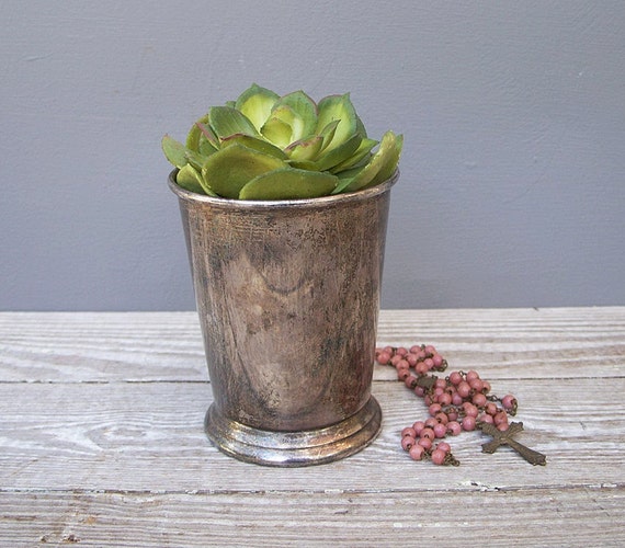 vintage silver plate mint julep cup vase