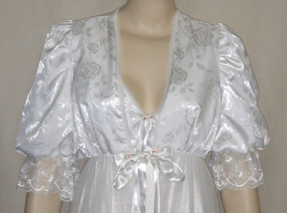 Vintage Tosca Peignoir Nightgown Robe Set Small Wedding White