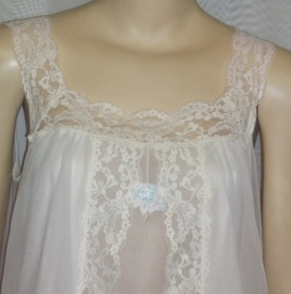 Vintage Shadowline Babydoll Nightie Nylon Chiffon Small