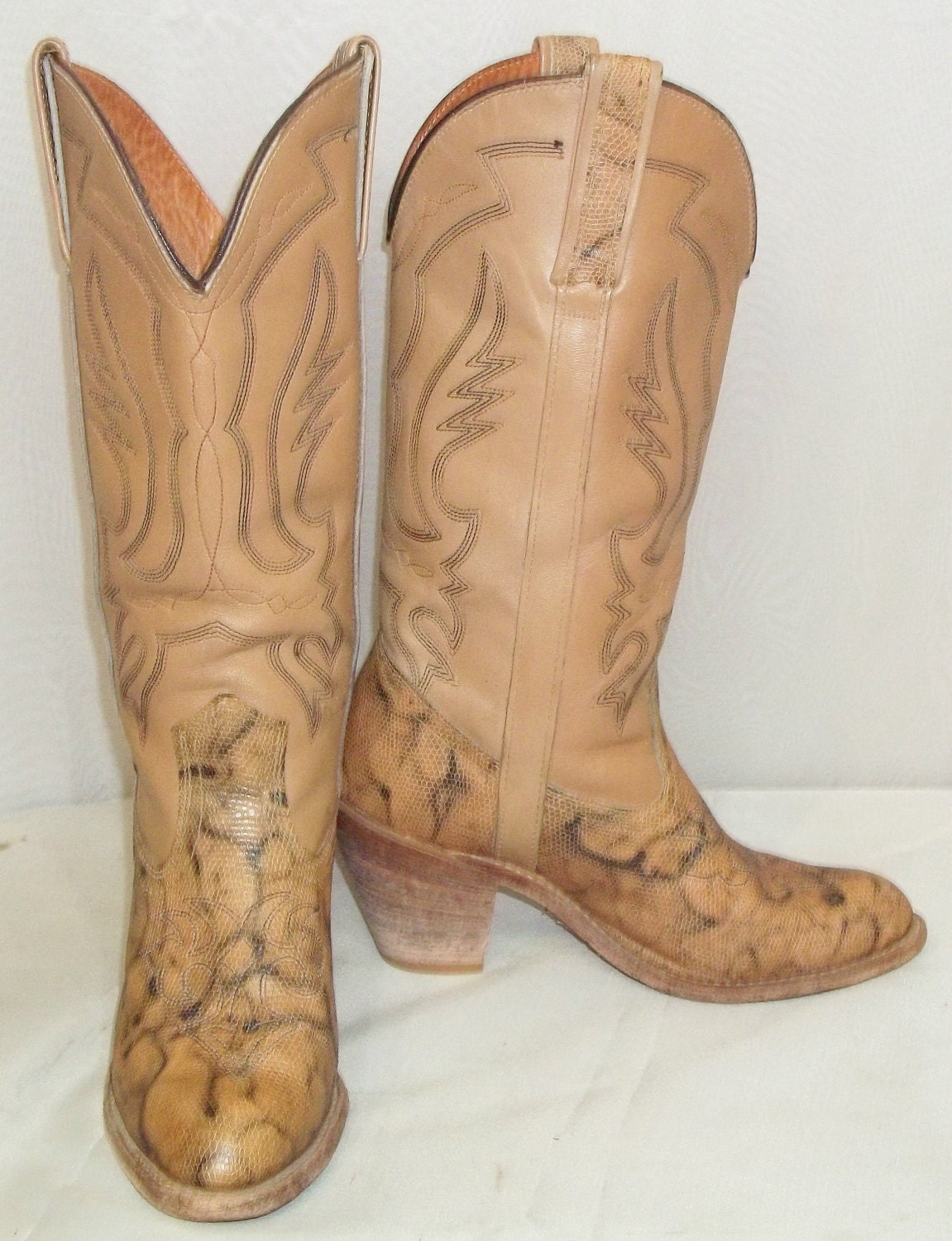 Vintage Miss Capezio BOHO Tall Leather Cowboy Boots Womens 8 M